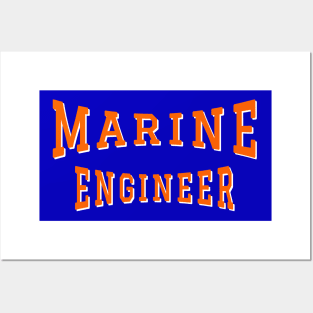 Marine Engineer in Orange Color Text Posters and Art